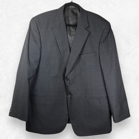Jeffrey Banks Couture 100% Pure Wool Coat 2 Buttons 48in Chest Dark Gray - Picture 1 of 6